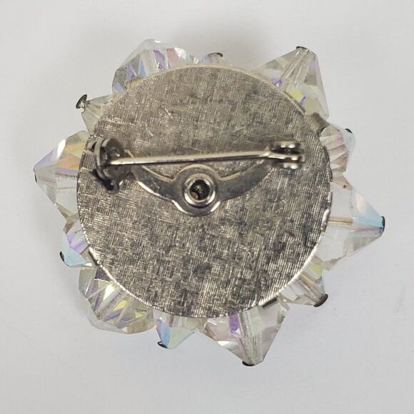 Vintage Aurora Borealis Clear AB Glass Beaded Cluster Silver Tone Brooch Pin‎ - Picture 4 of 9